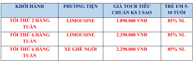 Giá Tour Bình Hưng Ninh Chữ 2N2Đ